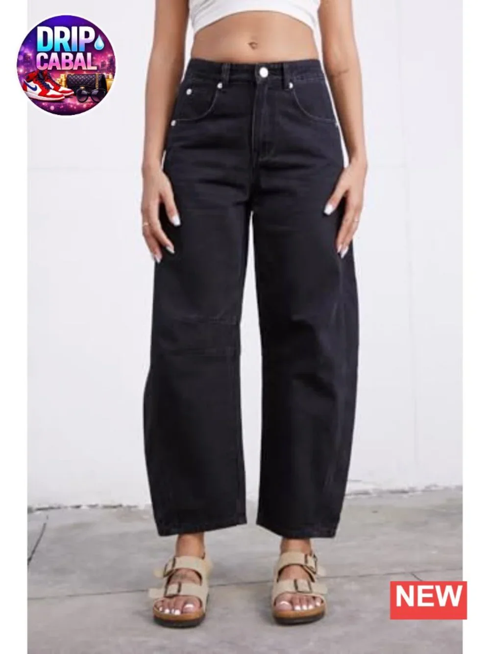 Baggy Wide Leg Barrel Jeans Mid Rise Stretchy Ankle Denim Pants for Women
